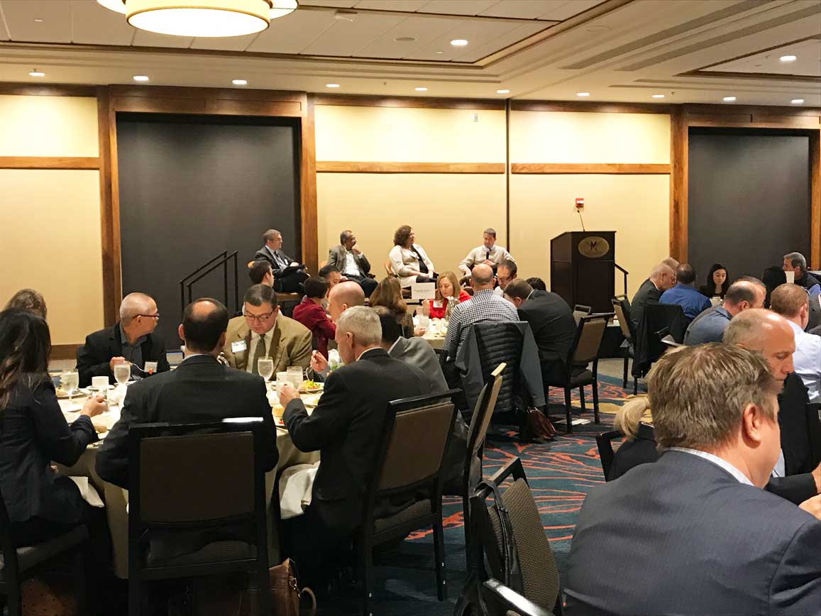 People having food in a conference room